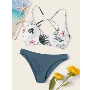 Floral Multicolored Floral Print Bikini Swimsuit